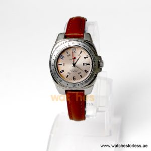 Tommy Hilfiger Women’s Quartz Brown Leather Strap Silver & Brown White Dial 34mm Watch 1780669-1 (Shelf Leftover)