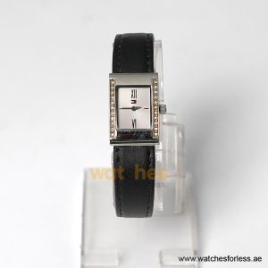 Tommy Hilfiger Women’s Quartz Black Leather Strap Silver Dial 19mm Watch 1780460 (Shelf Leftover)