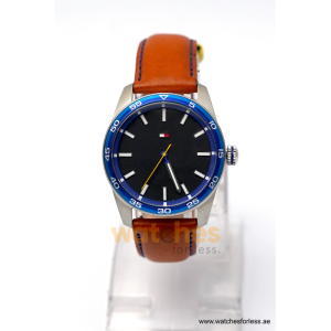 Tommy Hilfiger Men’s Quartz Brown Leather Strap Black Dial 42mm Watch 1790928/2 (Shelf Leftover)