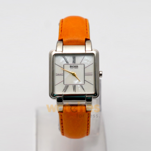 Hugo Boss Women’s Quartz Orange Leather Strap Mother Of Pearl Dial 31mm Watch 1502157 (Shelf Leftover)