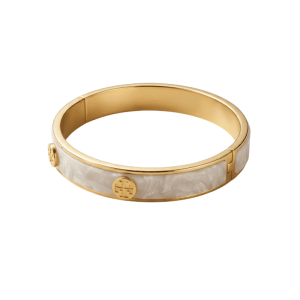 Tory Burch Women’s Icon Hinge Bracelet Gold Finish With Ivory Enamel Inlay TB72399 (Shelf Leftover)