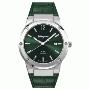 Ferragamo Men’s Swiss Made Quartz Green Hybrid Strap Green Dial 41mm Watch SFDT00119 (Without Tag)