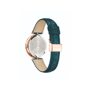Alternative view of Versace Palazzo Women’s Quartz Swiss Made Teal/Green Leather Strap Teal/Green Dial 34mm Watch VECQ00318 (Without Tag)