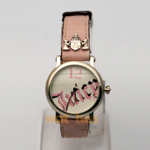 Juicy Couture Women’s Quartz Pink Leather Strap White Dial 36mm Watch 1900324 (Shelf Leftover)