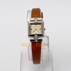Elle Women’s Quartz Camel Brown Leather Strap Silver Sunray Dial 22mm Watch EL20021S05C (Shelf Leftover)