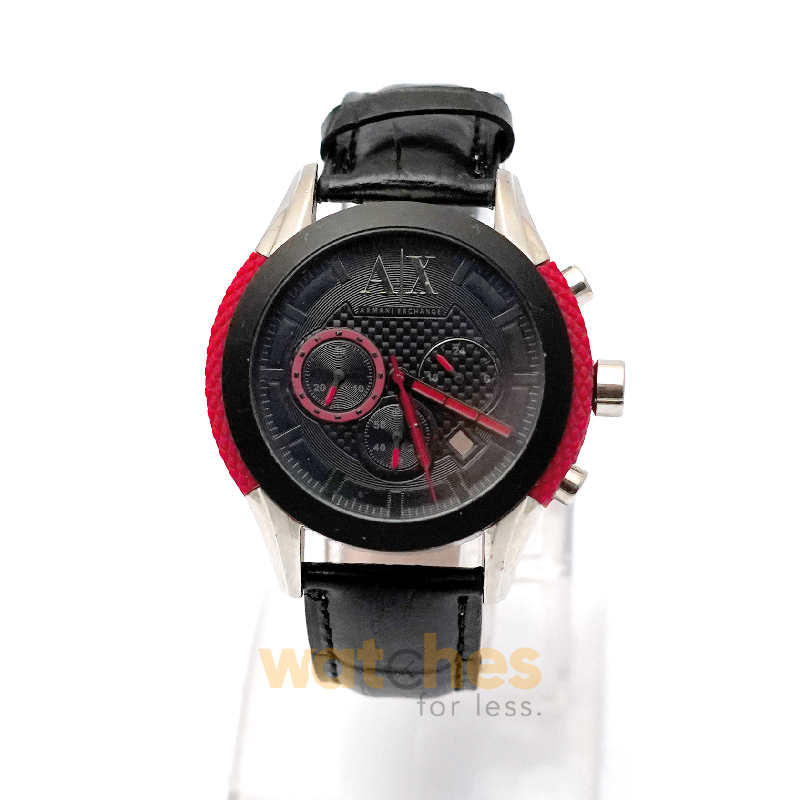 Armani Exchange Men’s Quartz Black Leather Strap Black Dial 47mm Watch AX1211/3 (Shelf Leftover)