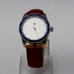 Tommy Hilfiger Men’s Quartz Brown Leather Strap Silver Dial 42mm Watch 1790928 (Shelf Leftover)