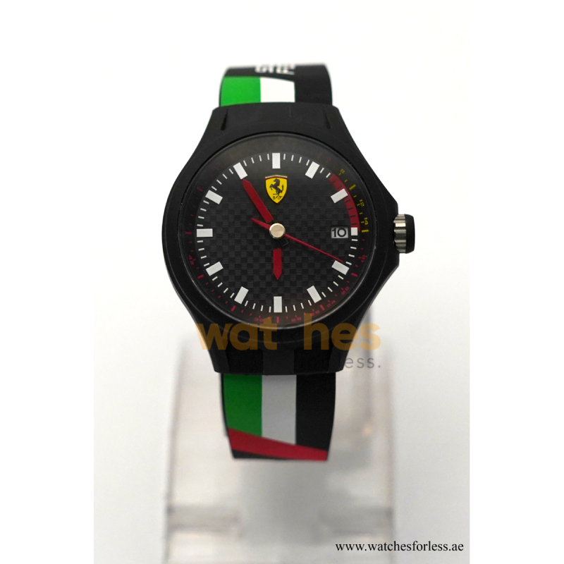 Ferrari Men’s Quartz Black Silicone Strap Black Dial 44mm Watch 0830131 (Shelf Leftover)
