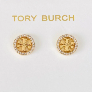 Alternative view of Tory Burch Women’s Circle Pavé Double T Logo Stud Earrings Gold Tone TB6356