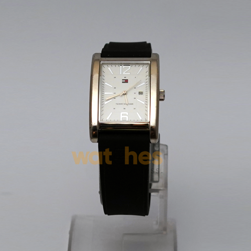 Tommy Hilfiger Men’s Quartz Black Silicone Strap White Dial 30mm Watch 1710277 (Shelf Leftover)