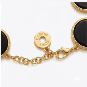 Tory Burch Women’s Black & Gold Natural Stone Bracelet TB04387 - Image 4