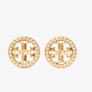 Tory Burch Women’s Icon Pavé Stud Earrings Gold Tone TB53422