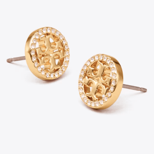 Alternative view of Tory Burch Women’s Icon Pavé Stud Earrings Gold Tone TB53422