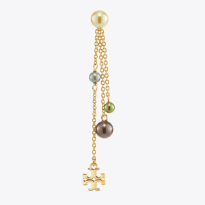 Alternative view of Tory Burch Women’s Kira Pearl Linear Earrings Gold Tone Multi-Colored TB147158