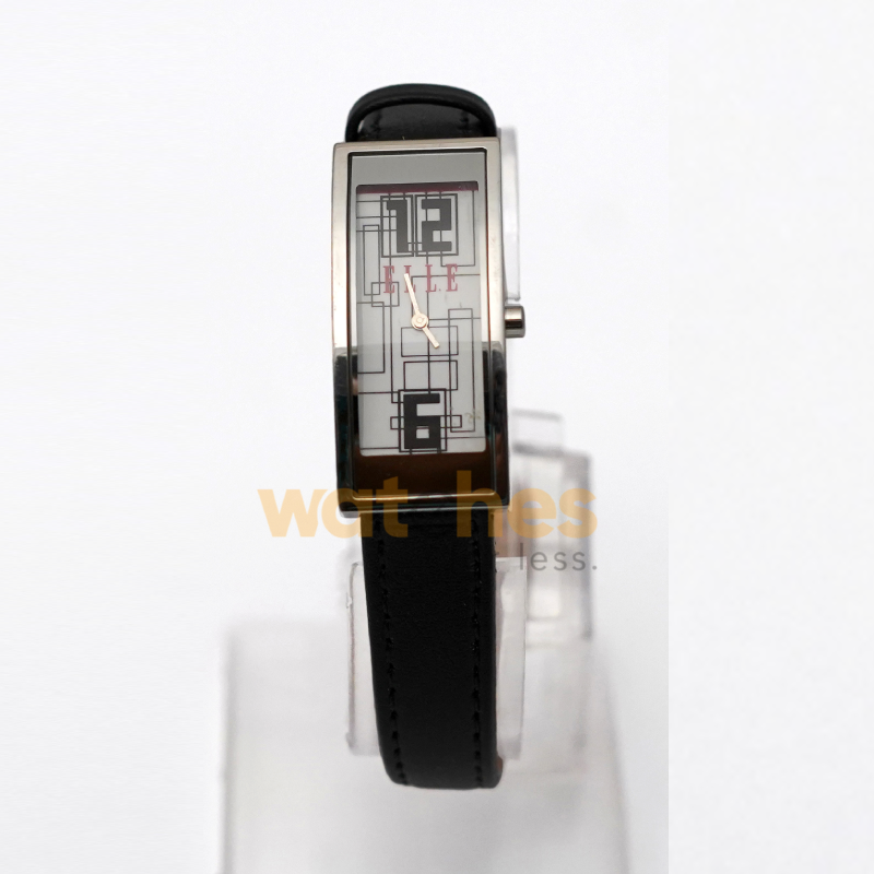 Elle Women’s Quartz Black Leather Strap White Line Multi Color Dial 19mm Watch EL20116SO2C (Shelf Leftover)