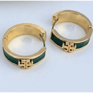 Alternative view of Tory Burch Women’s Classic Enamel Round Earrings Gold Tone Logo Circle Stud Earrings TB8235