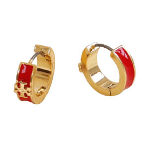 Alternative view of Tory Burch Women’s Classic Enamel Round Earrings Gold Tone Logo Circle Stud Earrings TB8235-2