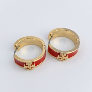 Tory Burch Women’s Classic Enamel Round Earrings Gold Tone Logo Circle Stud Earrings TB8235-2