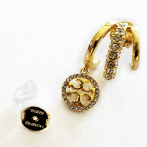 Tory Burch Women’s Icon Pave Triple Hoop Gold Tone Crystal Hoop Earrings TB6395 - Image 3