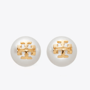 Tory Burch Women’s Moondance Pearl Stud Ivory & Tory Gold Logo Pearl Earrings 11165514