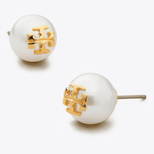 Alternative view of Tory Burch Women’s Moondance Pearl Stud Ivory & Tory Gold Logo Pearl Earrings 11165514
