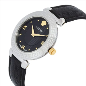 Alternative view of Versace Women’s Quartz Swiss Made Black Leather Strap Black Dial 35mm Watch V16020017 (Shelf Leftover)