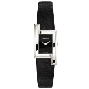 Versace Women’s Quartz Swiss Made Black Leather Strap Black Dial 21mm Watch VELU00119 (Shelf Leftover)