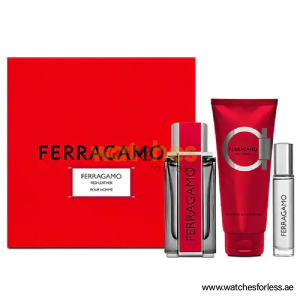 SALVATORE FERRAGAMO RED LEATHER Men SET EDP 100ML + EDP 10ML + S/G 100ML GIFT SET (WFL Ref GS1051)