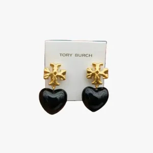 Tory Burch Women’s Black Heart Earrings TB9786-2