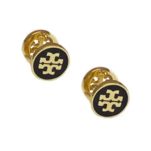 Tory Burch Women’s Crystal Reversible Double Sided Earrings Black And Gold C1988