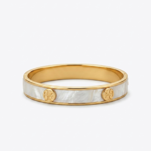 Alternative view of Tory Burch Women’s Icon Hinge Bracelet Gold Finish With Ivory Enamel Inlay TB72399 (Shelf Leftover)