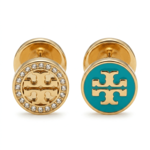 Tory Burch Women’s Crystal Reversible Double-Sided Earrings Sky Blue & Gold C1988-2 - Image 3