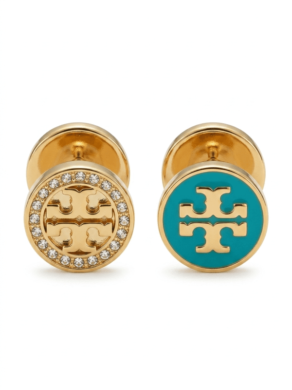 Tory Burch Women’s Crystal Reversible Double-Sided Earrings Sky Blue & Gold C1988-2 - Image 3