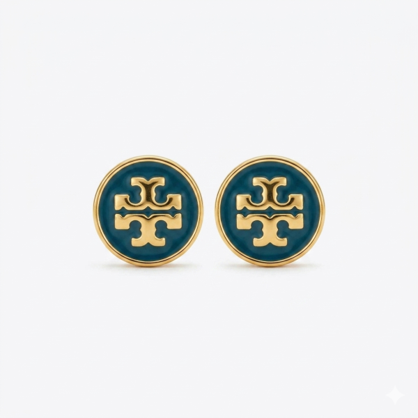 Tory Burch Women’s Crystal Reversible Double-Sided Earrings Sky Blue & Gold C1988-2 - Image 2