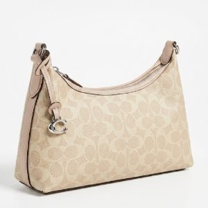 Coach Rowan Satchel In Signature Canvas For Women’s – KHAKI/BEIGE (Size: W:13.97cm H:16.51cm D:26.67cm) CAM26/1