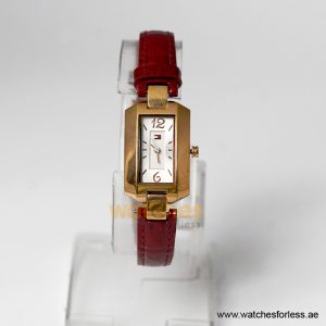 Tommy Hilfiger Women’s Quartz Red Leather Strap Silver Dial 20mm Watch 1780659 (Shelf Leftover)