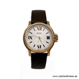 Hugo Boss Men’s Quartz Dark Brown Leather Strap Silver Dial 40mm Watch HB5013.235 (Shelf Leftover)