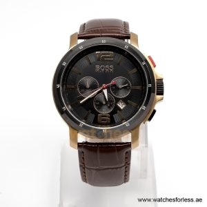 Hugo Boss Men’s Quartz Brown Leather Strap Black Dial 47mm Watch 1512599 (Shelf Leftover)