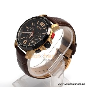 Alternative view of Hugo Boss Men’s Quartz Brown Leather Strap Black Dial 47mm Watch 1512599 (Shelf Leftover)