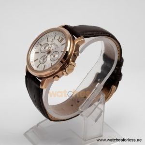 Alternative view of Hugo Boss Men’s Quartz Dark Brown Leather Strap White Dial 43mm Watch 1502214/11 (Shelf Leftover)