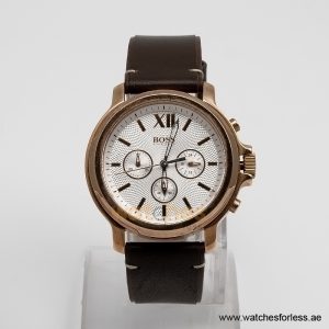Hugo Boss Men’s Quartz Brown Leather Strap White Dial 43mm Watch 1502214/8 (Shelf Leftover)