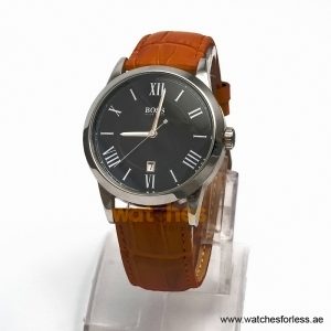 Alternative view of Hugo Boss Men’s Quartz Brown Leather Strap Black Dial 42mm Watch 1513814/1 (Shelf Leftover)