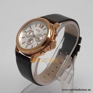 Alternative view of Hugo Boss Men’s Quartz Dark Brown Leather Strap White Dial 43mm Watch 1502214/7 (Shelf Leftover)