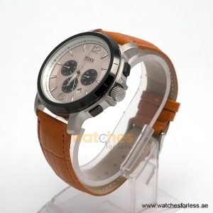 Hugo Boss Men’s Quartz Brown Leather Strap Silver Dial 42mm Watch 1512456/2 (Shelf Leftover)