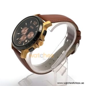 Alternative view of Hugo Boss Men’s Quartz Brown Leather Strap Black Dial 47mm Watch 1512457/1 (Shelf Leftover)