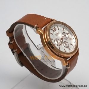 Hugo Boss Men’s Quartz Brown Leather Strap White Dial 43mm Watch 1502214/9 (Shelf Leftover) - Image 3