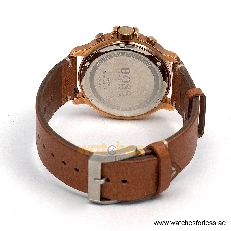Hugo Boss Men’s Quartz Brown Leather Strap White Dial 43mm Watch 1502214/9 (Shelf Leftover) - Image 4