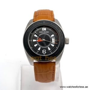 Hugo Boss Men’s Quartz Camel Brown Leather Strap Black Dial 43mm Watch 1512613/2 (Shelf Leftover)