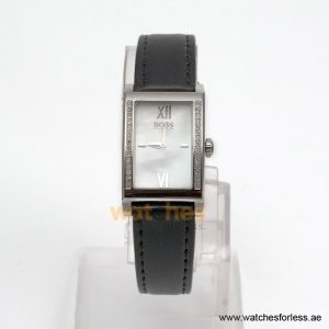 Hugo Boss Women’s Quartz Black Leather Strap Mother Of Pearl Dial 21mm Watch 1502178/1 (Shelf Leftover)