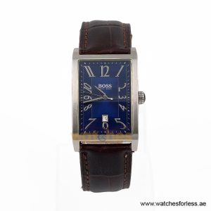 Hugo Boss Men’s Quartz Brown Leather Strap Blue Dial 30mm Watch 1512162/1 (Shelf Leftover)